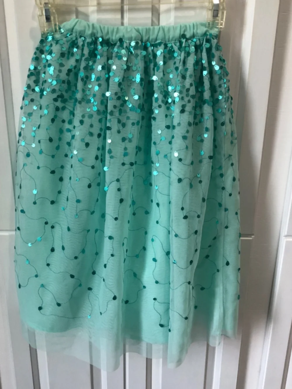 Cat & Jack long sequin girls skirt size 4/5 mint green